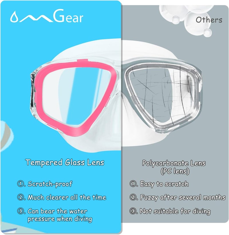 OMGear Goggles Kids Swimming Silicone Swim Mask Snorkeling Gear for Kids Tempered Glass Snorkel Goggles with Nose Cover Scuba Diving Goggles with Cute Neoprene Mask Strap Cover - Image 5